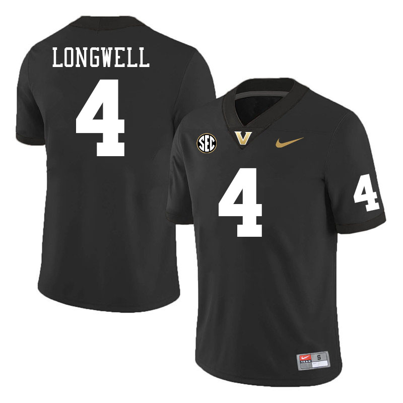 Vanderbilt Commodores #4 Bryan Longwell College Football Jerseys Stitched-Black